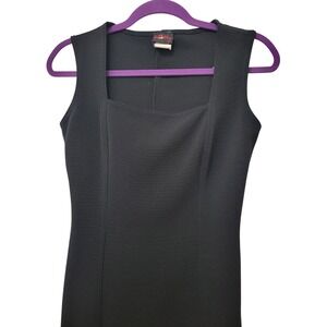Sassy Black Sleeveless Square Neck‎ Sheath Dress Medium F4079-01 Made in USA